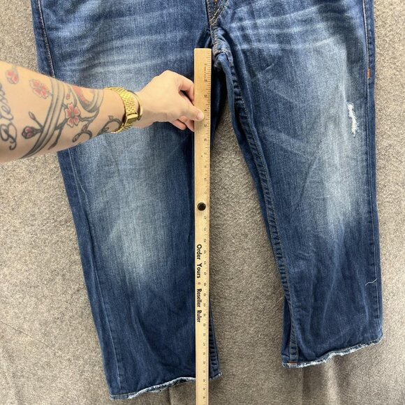True Religion Billy Jeans Mens 36 Blue Denim Straight Leg Bootcut Made USA - Picture 9 of 10